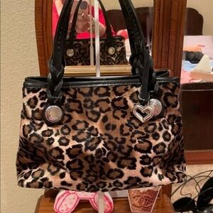 Leopard Print Women's Bag with Black Accents